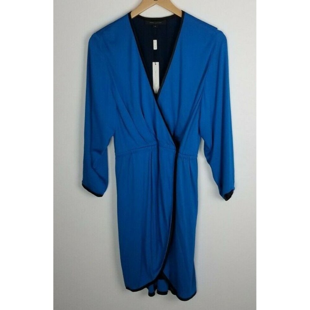 Marc Jacobs Sz. 4 Cobalt Blue Snap & Hook Closure Wrap Dress Tulip Hem L/S NWT